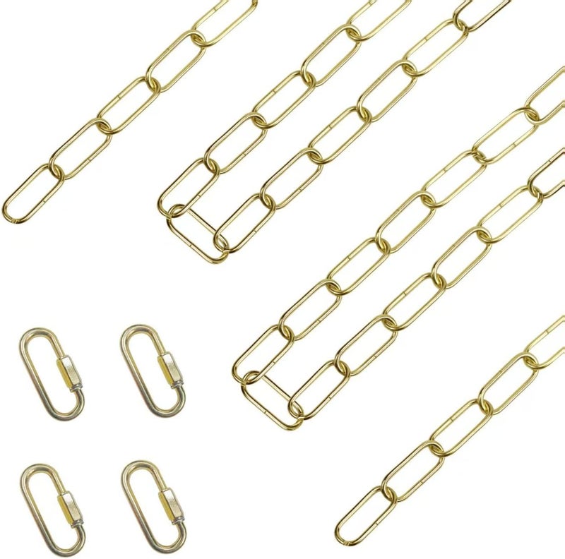 ECUDIS 20 Feet Pendant Light Fixture Chain, Lighting Hanging Chain Extension with Connection Locks, Lighting Chain Replacement for Chandelier, Plants, Fruit Basket (Brass) - Image 1